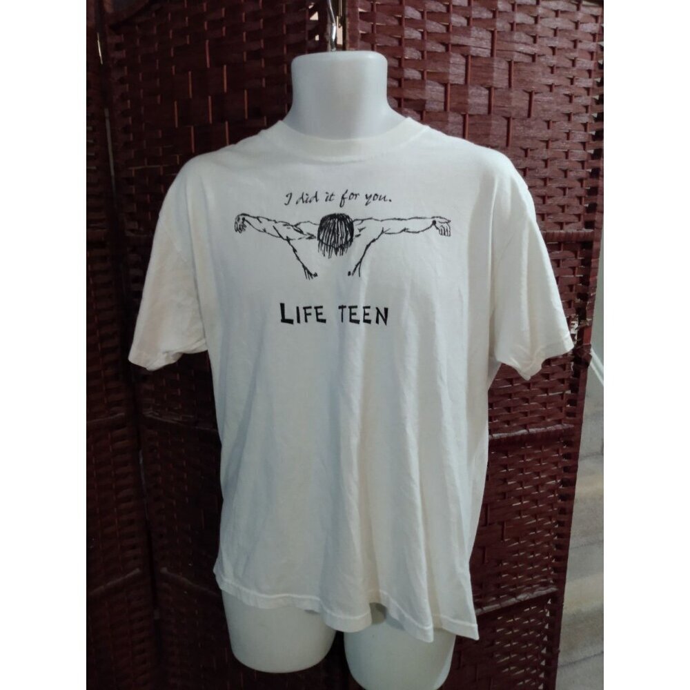 Vintage Life Teen Jesus T Shirt I Did It For You Adult Large Catholic